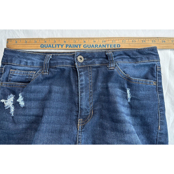 True Craft Jeans High Rise Skinny Women's Size 11 x 25.5 inseam Blue Distressed - Picture 9 of 11